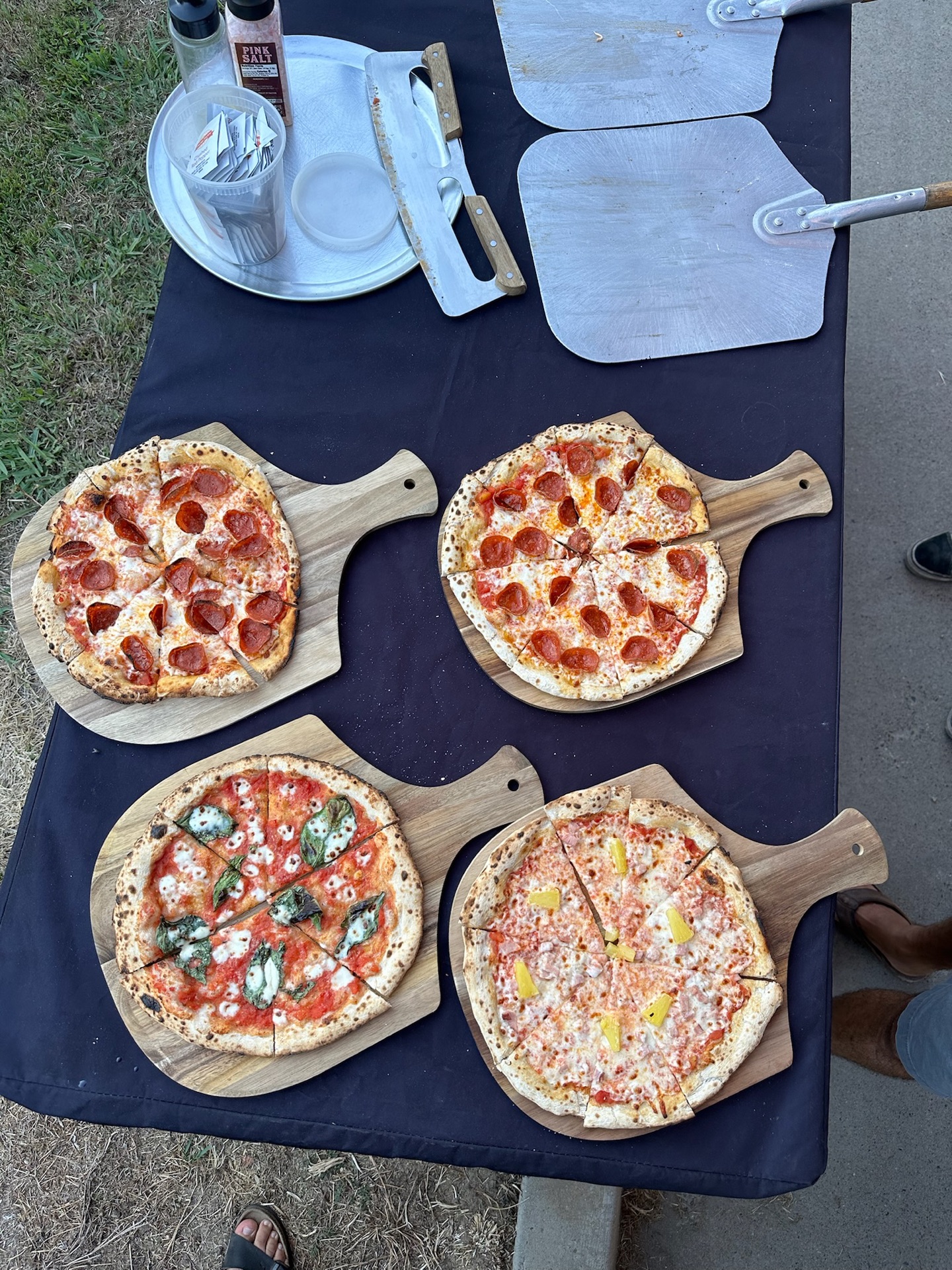 Wood-fired pizza preparation